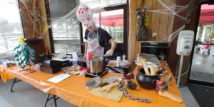 Our butcher making worm burgers